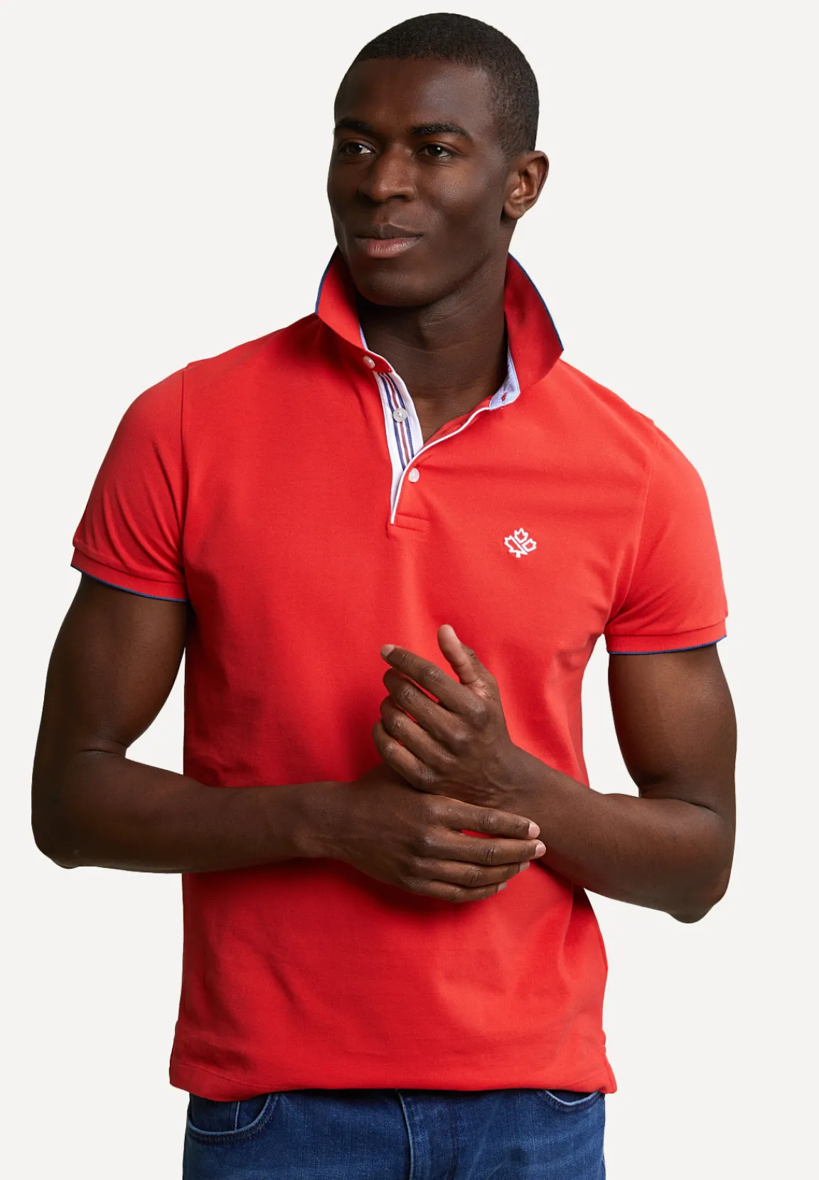 Fashion River Woods Custom fit katoenen polo stanford red -