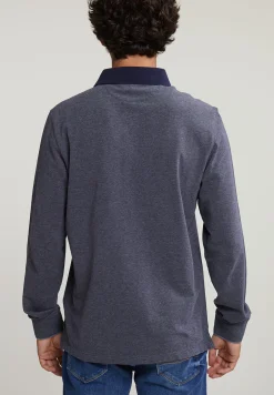 Clearance River Woods Custom fit katoenen polo navy/oxford mix -