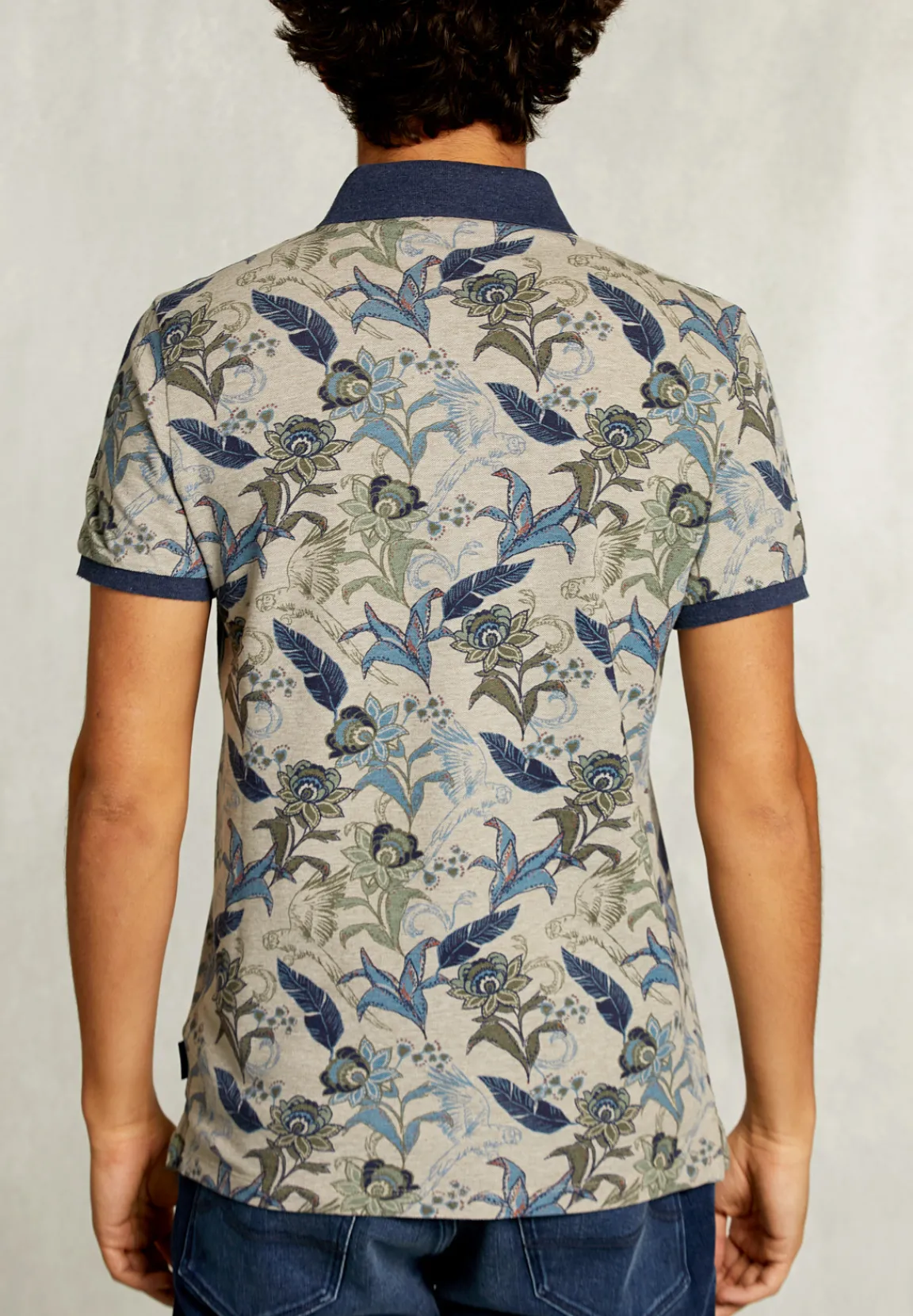 New River Woods Custom fit katoenen polo bloemenprint equator mix -