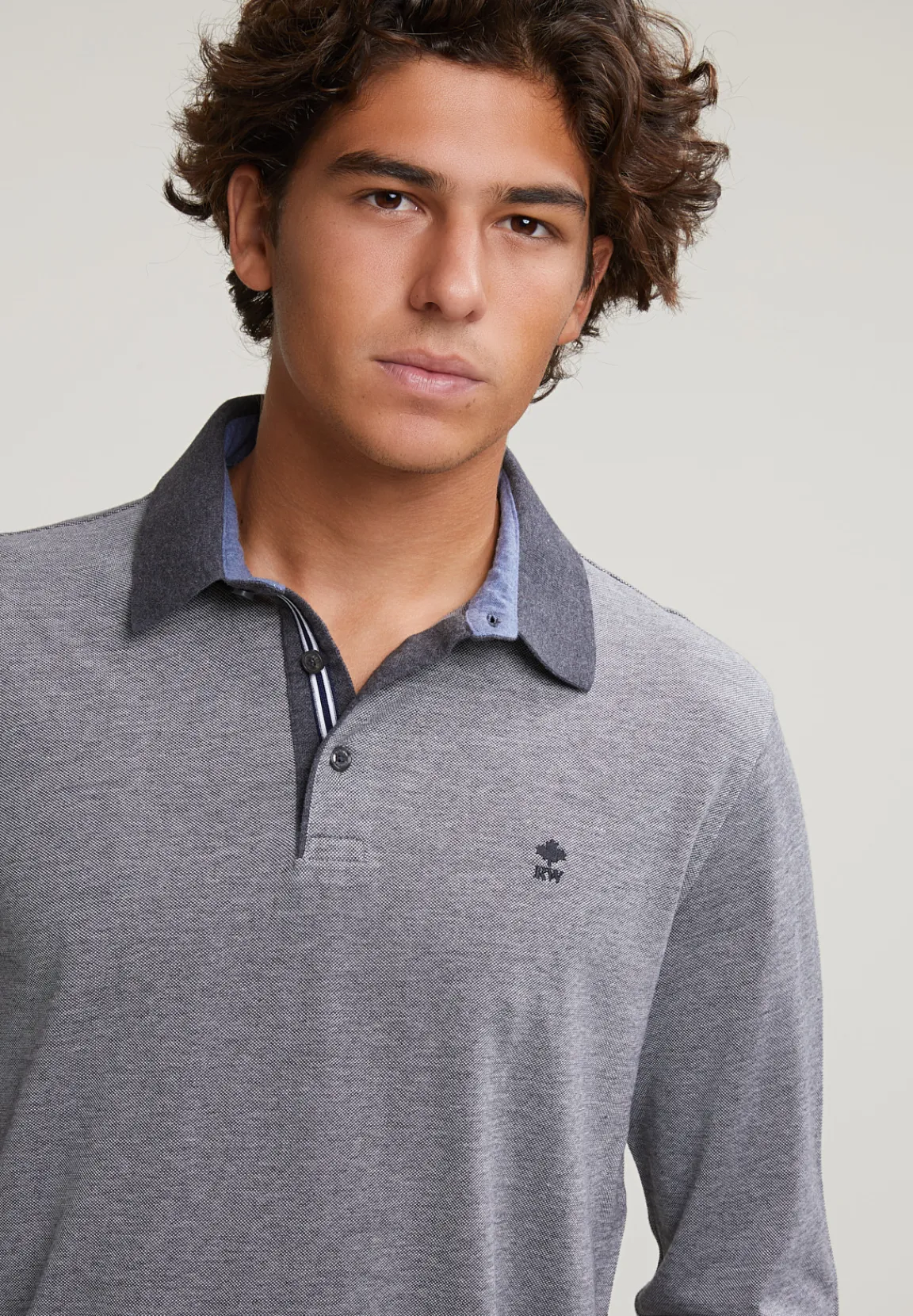 Fashion River Woods Custom fit katoenen polo graphite mix -