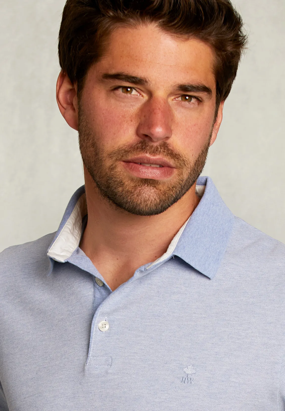 Sale River Woods Custom fit katoenen polo dark chambray mix -