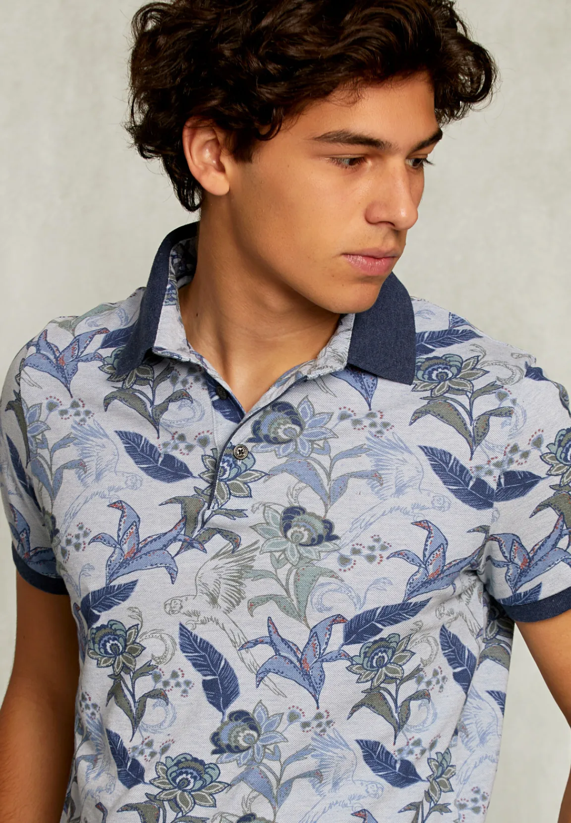 Outlet River Woods Custom fit katoenen polo bloemenprint lt mombasa mix -