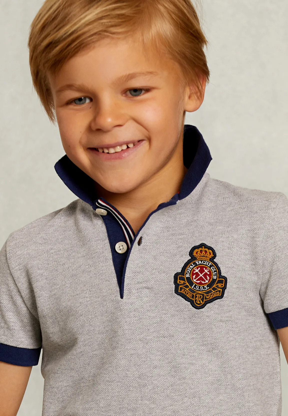 Online River Woods Custom fit katoenen polo dark oyster mix -
