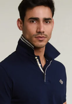 Sale River Woods Custom fit katoenen polo navy -