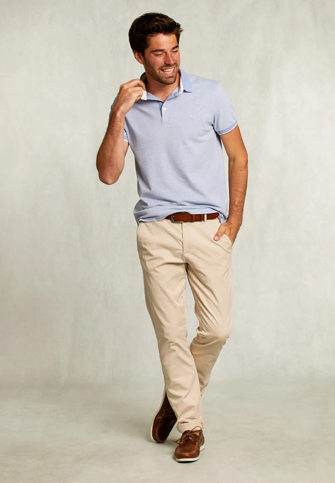 Sale River Woods Custom fit katoenen polo dark chambray mix -