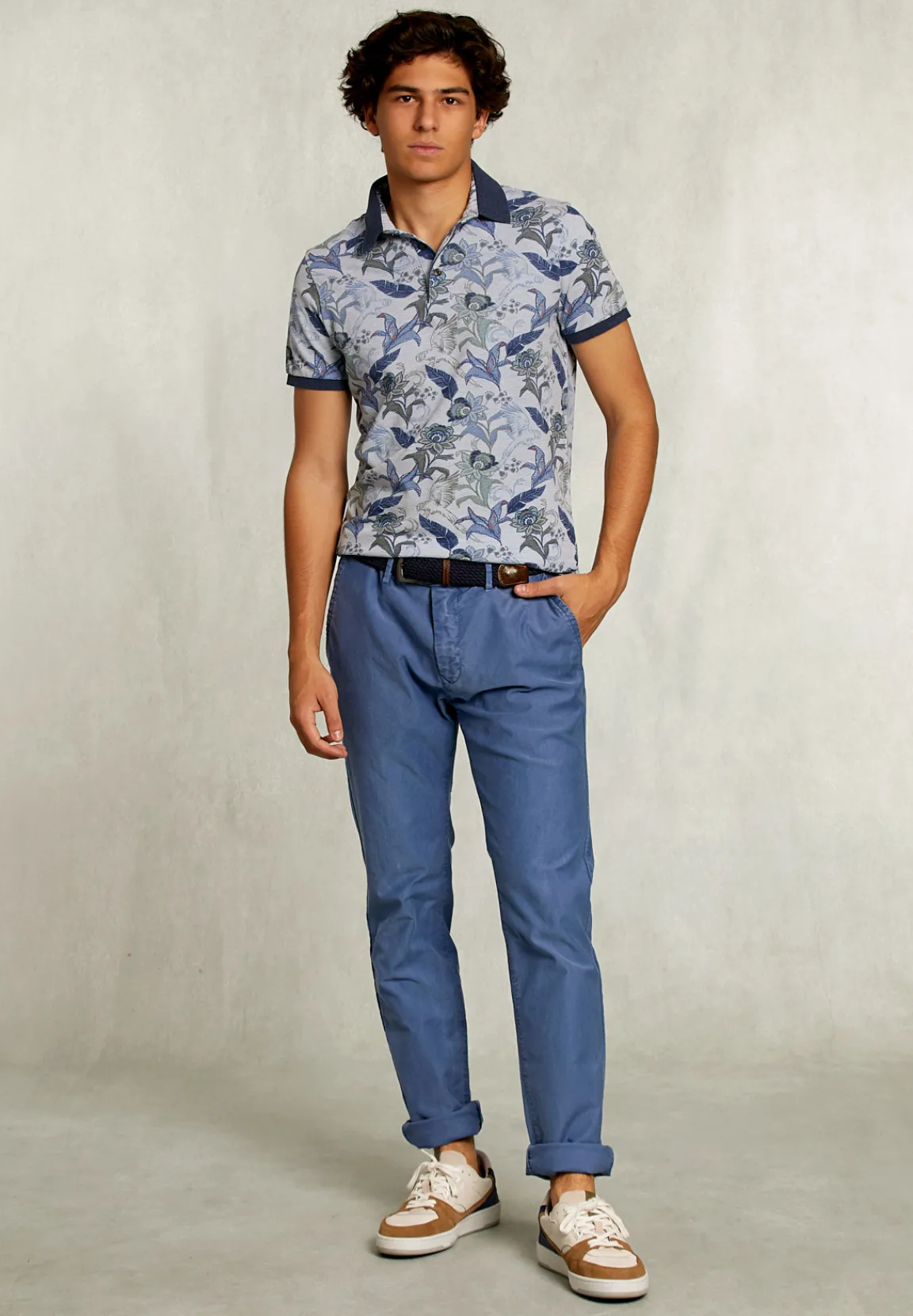 Outlet River Woods Custom fit katoenen polo bloemenprint lt mombasa mix -