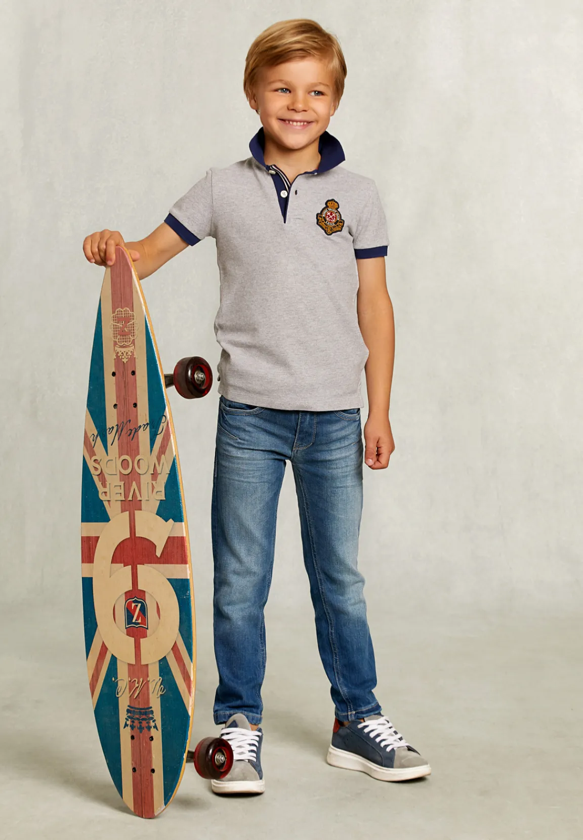 Online River Woods Custom fit katoenen polo dark oyster mix -