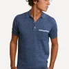 Sale River Woods Custom fit katoenen polotrui korte mouwen night blue mix -