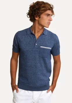 Sale River Woods Custom fit katoenen polotrui korte mouwen night blue mix -