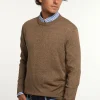 Discount River Woods Custom fit katoenen trui ronde hals tabacco mix -