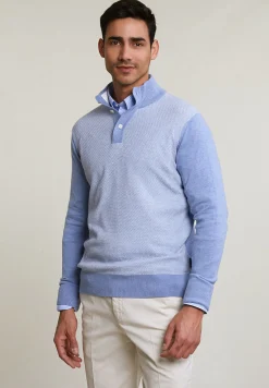 Fashion River Woods Custom fit katoenen trui opstaande kraag dk seashore mix -