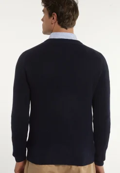 Discount River Woods Custom fit katoenen trui ronde hals navy -