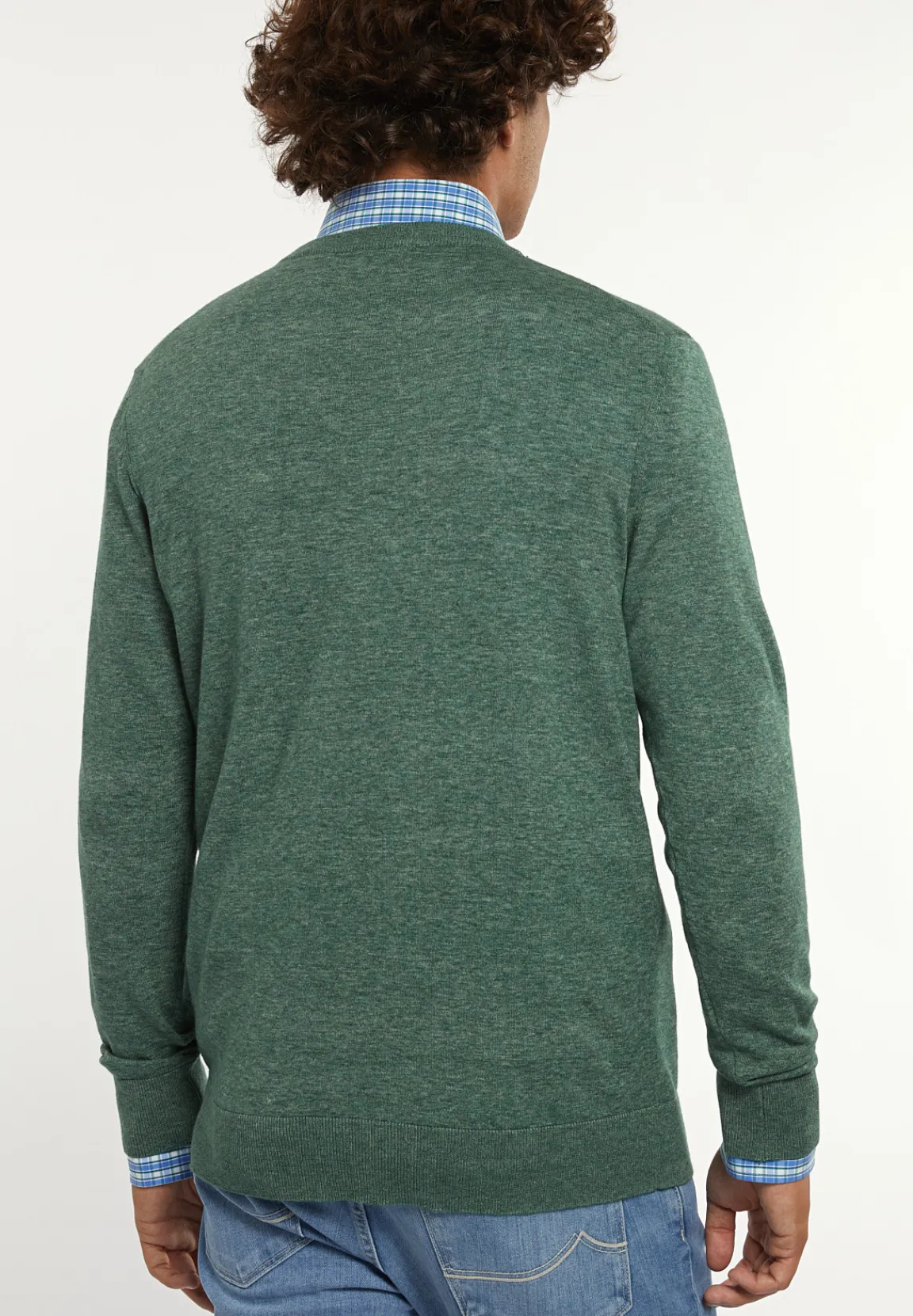 Sale River Woods Custom fit katoenen trui ronde hals opal green mix -