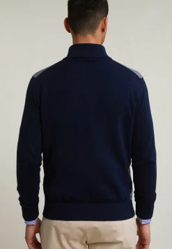 Hot River Woods Custom fit katoenen trui opstaande kraag navy -
