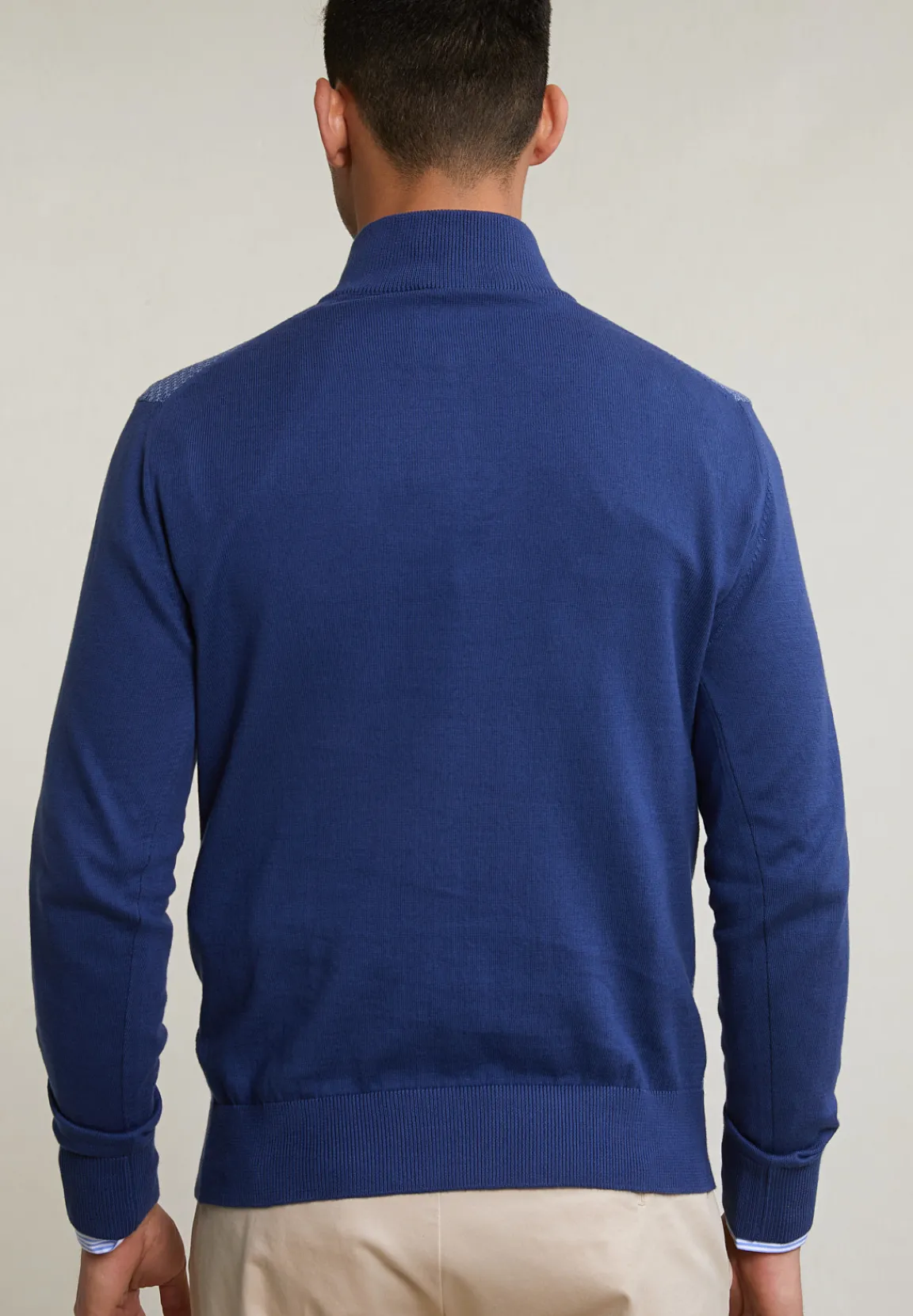 Outlet River Woods Custom fit katoenen trui opstaande kraag dk hamptons blue -