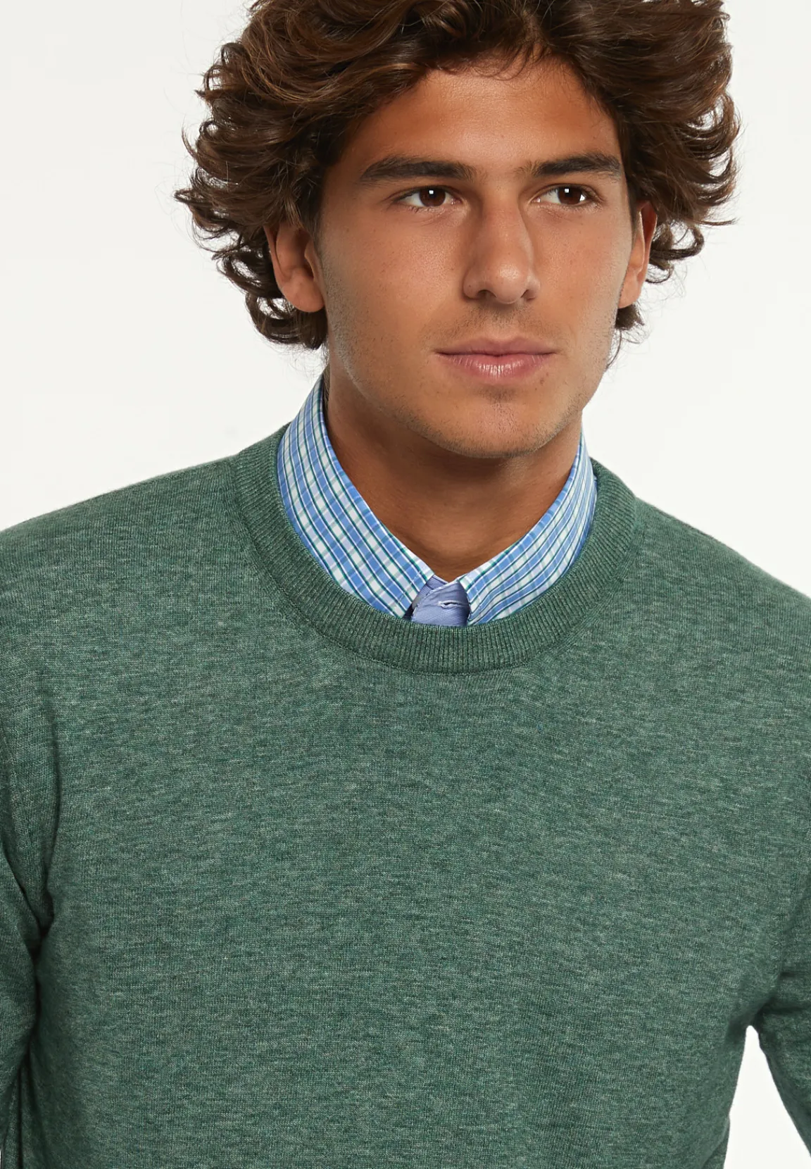 Sale River Woods Custom fit katoenen trui ronde hals opal green mix -