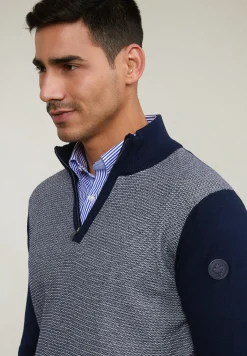 Hot River Woods Custom fit katoenen trui opstaande kraag navy -