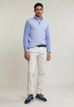 Fashion River Woods Custom fit katoenen trui opstaande kraag dk seashore mix -