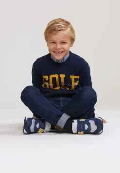 Outlet River Woods Custom fit katoenen trui ronde hals navy -