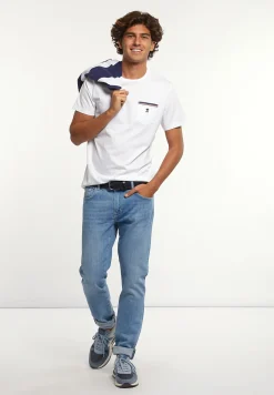 Best River Woods Custom fit katoenen T-shirt borstzak wit -