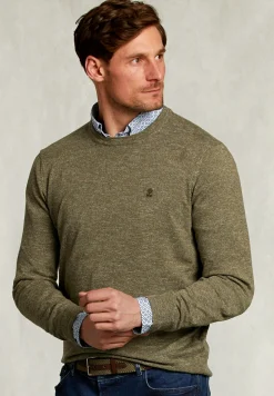 Discount River Woods Custom fit katoenen-linnen trui savanna -