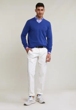 Outlet River Woods Custom fit katoen-linnen geruit hemd blauw/roze -