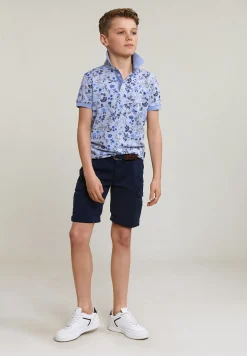 Sale River Woods Custom fit katoen-linnen gebloemde polo chambray mix -
