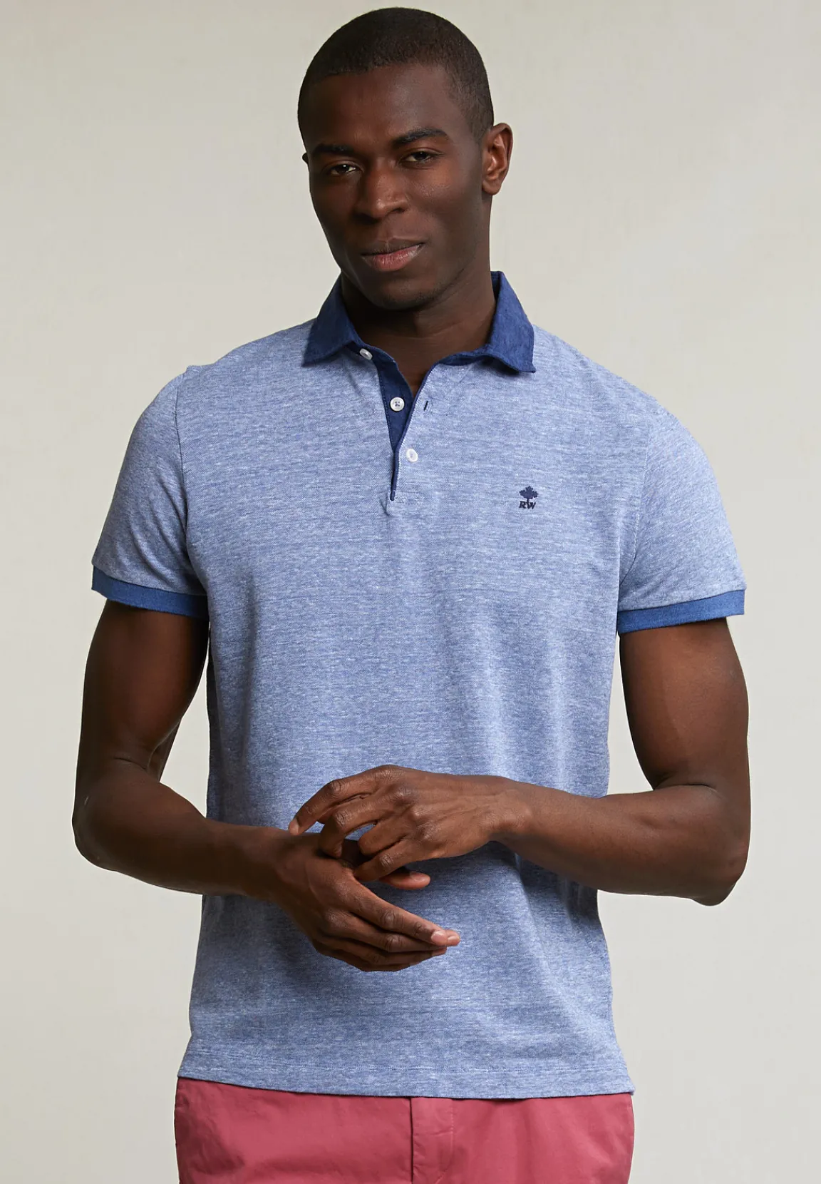Hot River Woods Custom fit katoen-linnen polo lake mix -