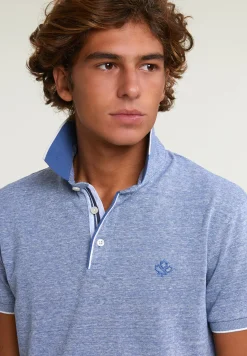 New River Woods Custom fit katoen-linnen polo korte mouwen lake -