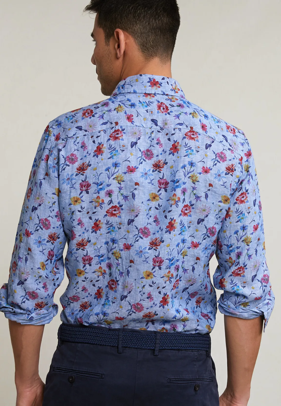 New River Woods Custom fit linnen gebloemd hemd multi -