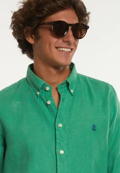 Best River Woods Custom fit linnen hemd belize green -
