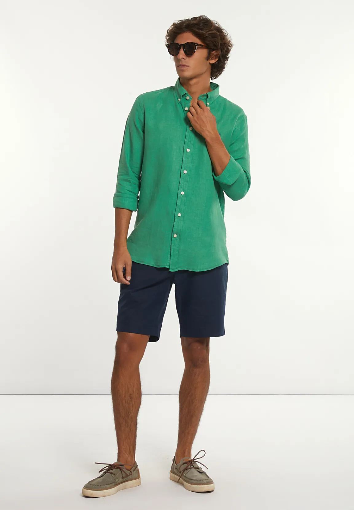 Best River Woods Custom fit linnen hemd belize green -