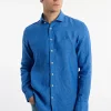 Fashion River Woods Custom fit linnen hemd blauw -