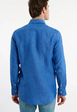 Fashion River Woods Custom fit linnen hemd blauw -