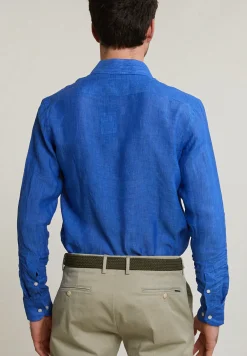 Best River Woods Custom fit linnen hemd blauw -