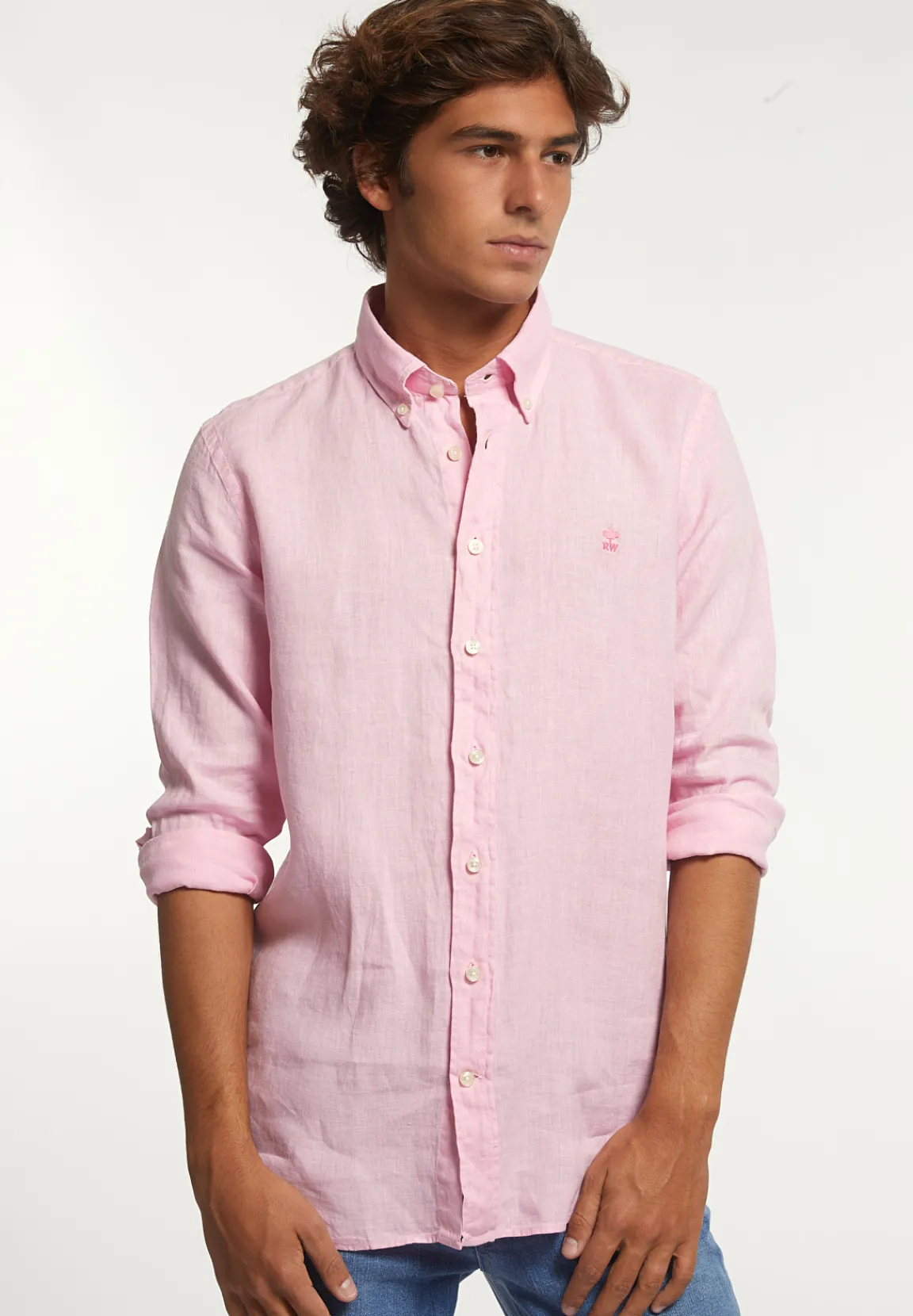 Sale River Woods Custom fit linnen hemd flamingo -