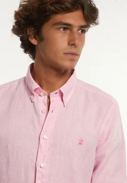 Sale River Woods Custom fit linnen hemd flamingo -