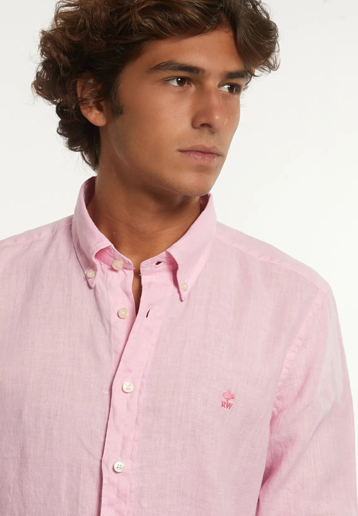 Sale River Woods Custom fit linnen hemd flamingo -
