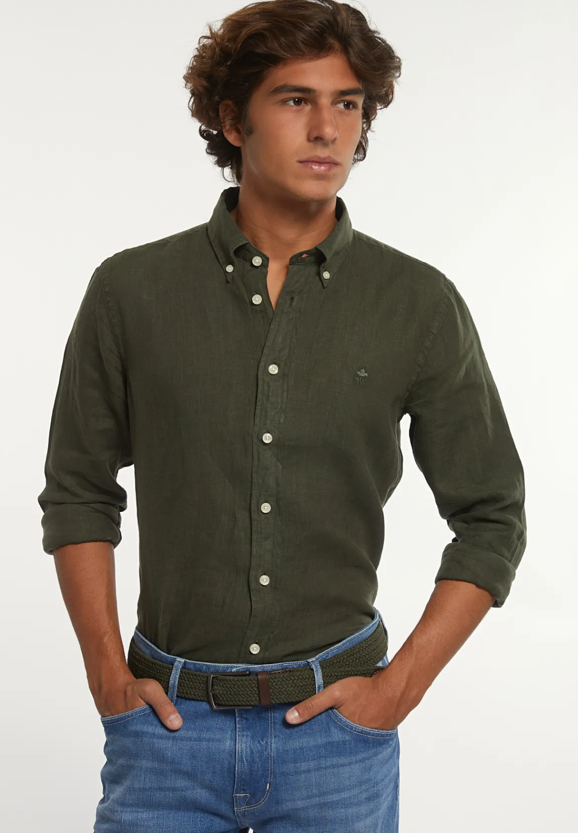 Clearance River Woods Custom fit linnen hemd forest -
