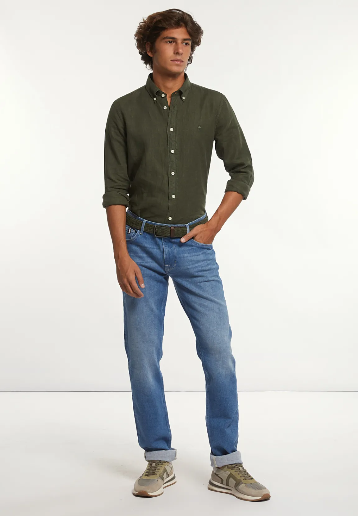 Clearance River Woods Custom fit linnen hemd forest -