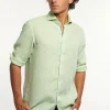 Discount River Woods Custom fit linnen hemd groen -