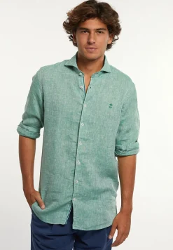 New River Woods Custom fit linnen hemd groen -
