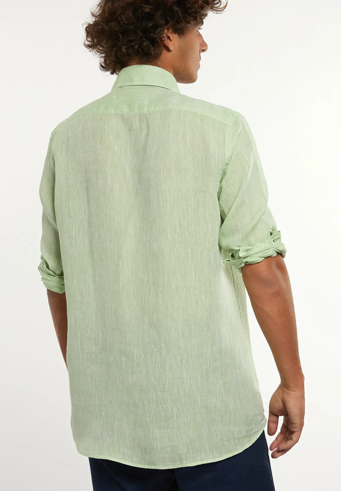 Discount River Woods Custom fit linnen hemd groen -
