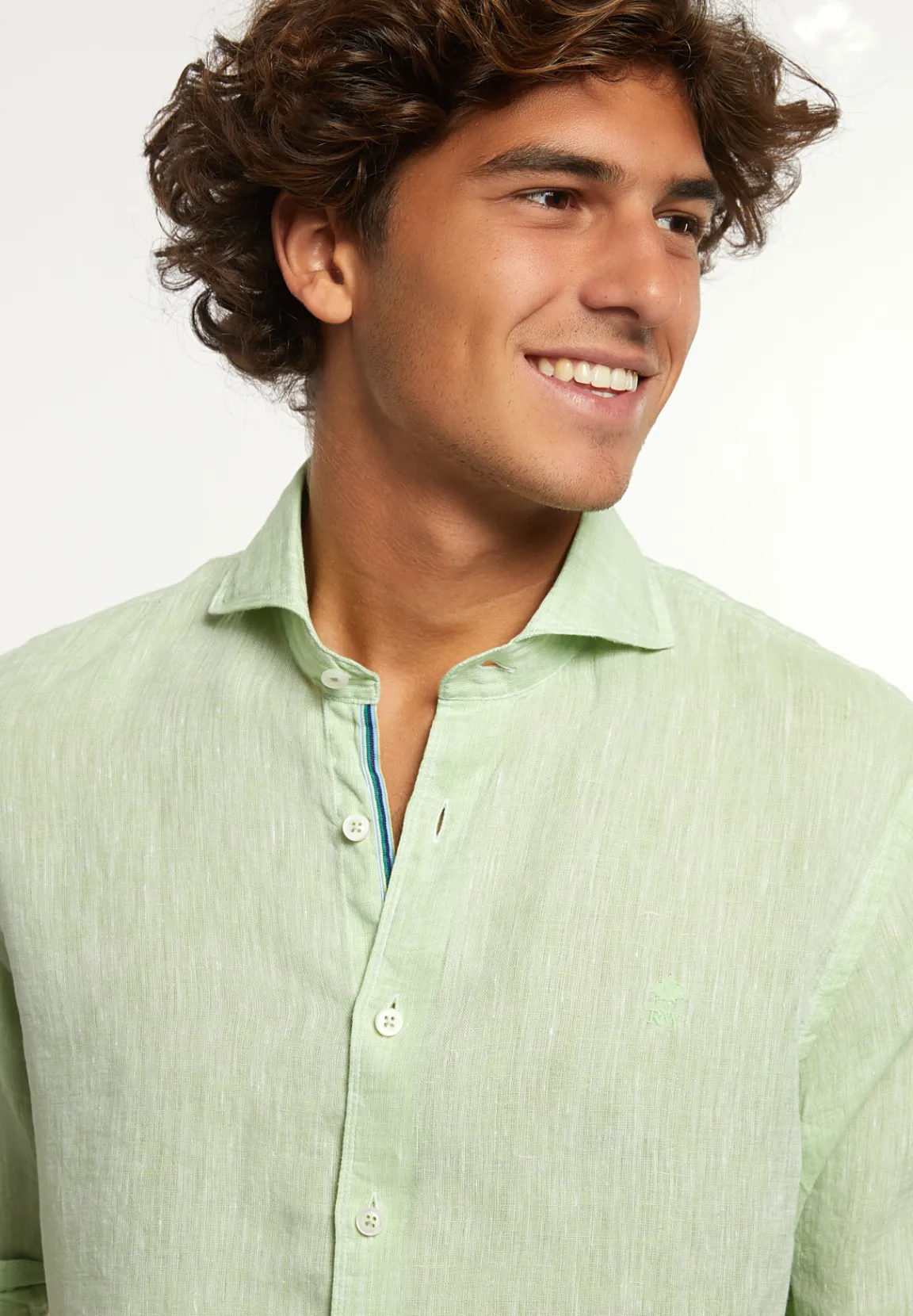 Discount River Woods Custom fit linnen hemd groen -