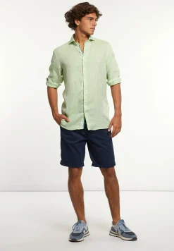 Discount River Woods Custom fit linnen hemd groen -
