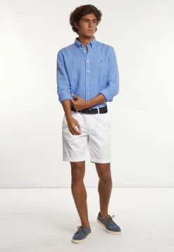 Fashion River Woods Custom fit linnen hemd lt caribbean blue -