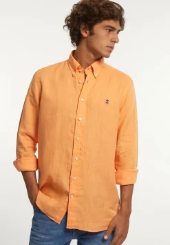 Best River Woods Custom fit linnen hemd peach -