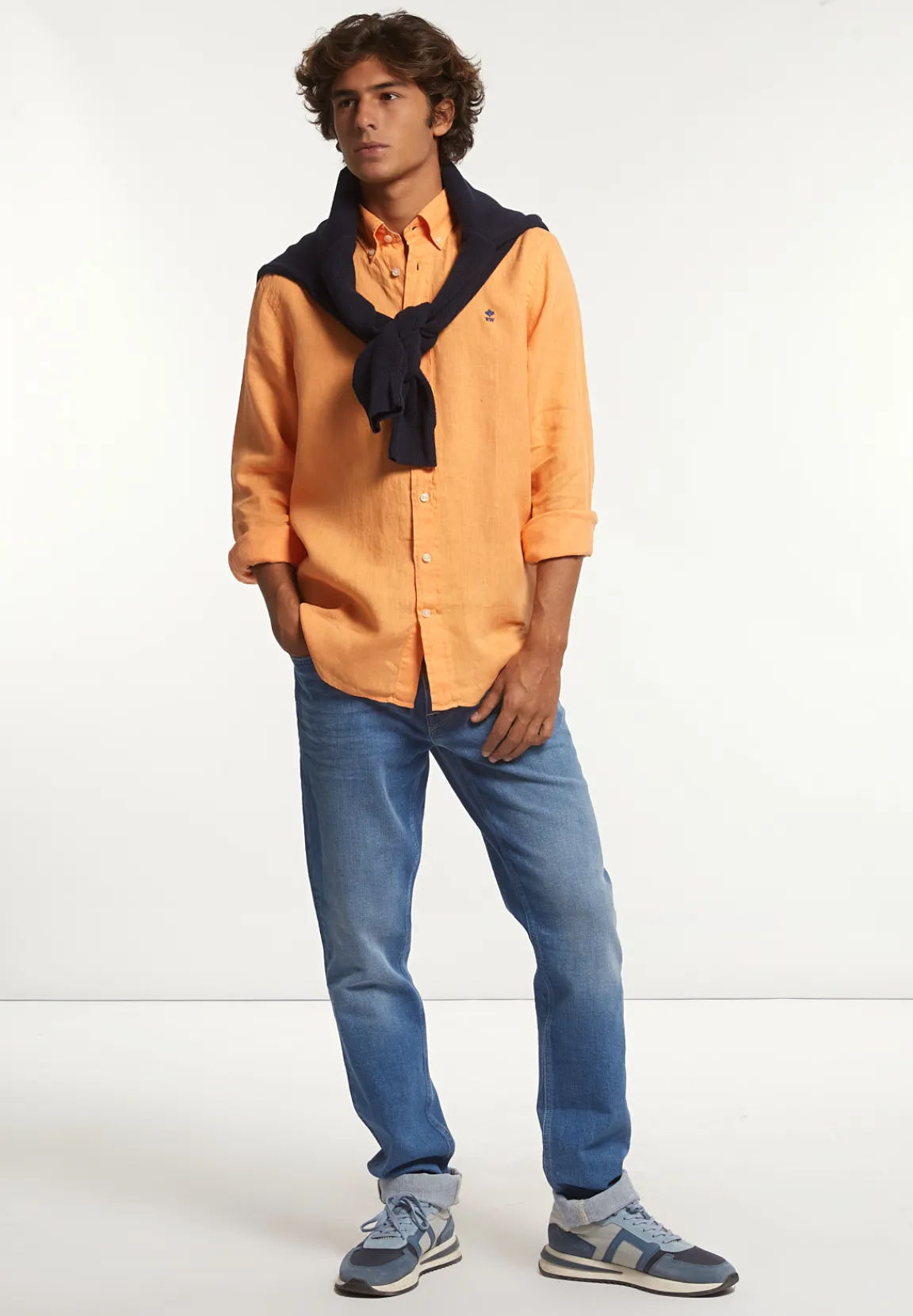 Best River Woods Custom fit linnen hemd peach -