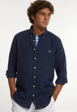 Sale River Woods Custom fit linnen hemd presidential blue -
