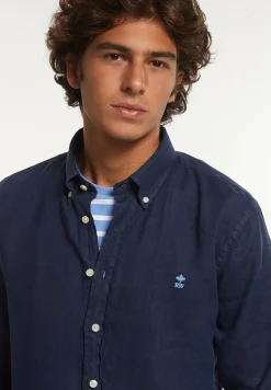 Sale River Woods Custom fit linnen hemd presidential blue -